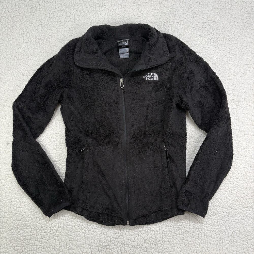 The North Face Osito Jacket Womens XS Black Fuzzy Fleece Full Zip Pockets Sherpa
